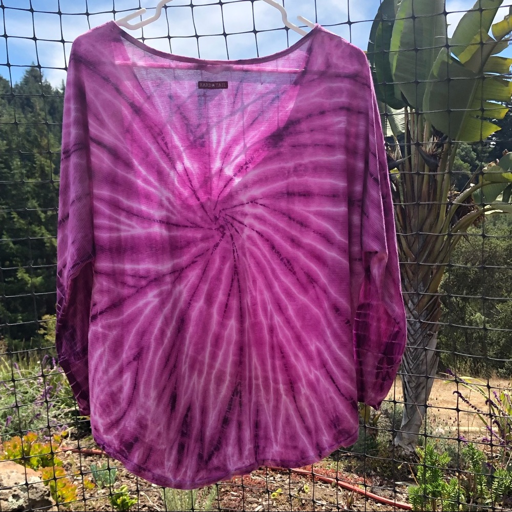 Hard Tail Magenta Tye Dye Drop Hem Long Sleeve